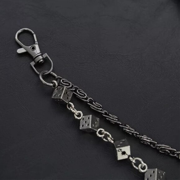 23" Strong Leash w/ Dice Thick Wallet Biker Trucker Jean Key Chain Hip Hop - Picture 6 of 6